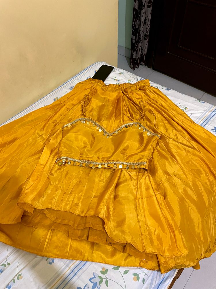 Saree Style Haldi Dress With Umbrella Jacket