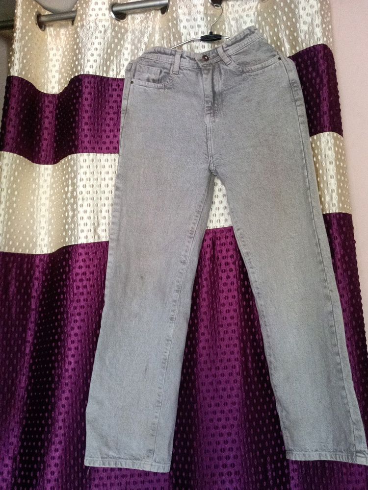 Grey Wide Leg Jeans