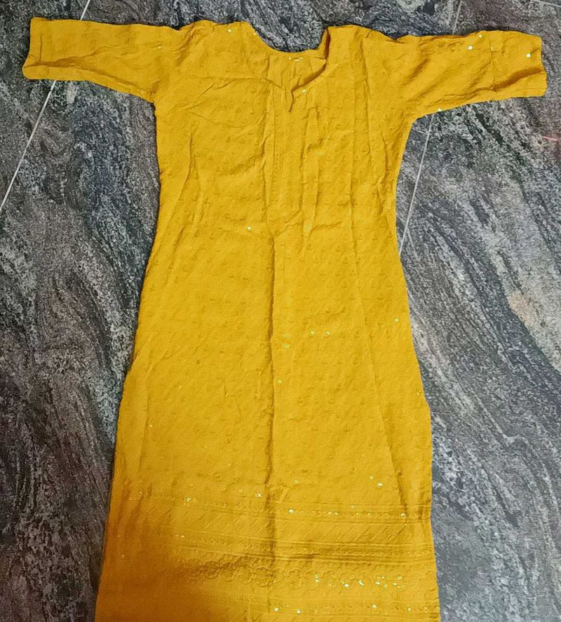 Yellow Kurthi Top With Good Quality.