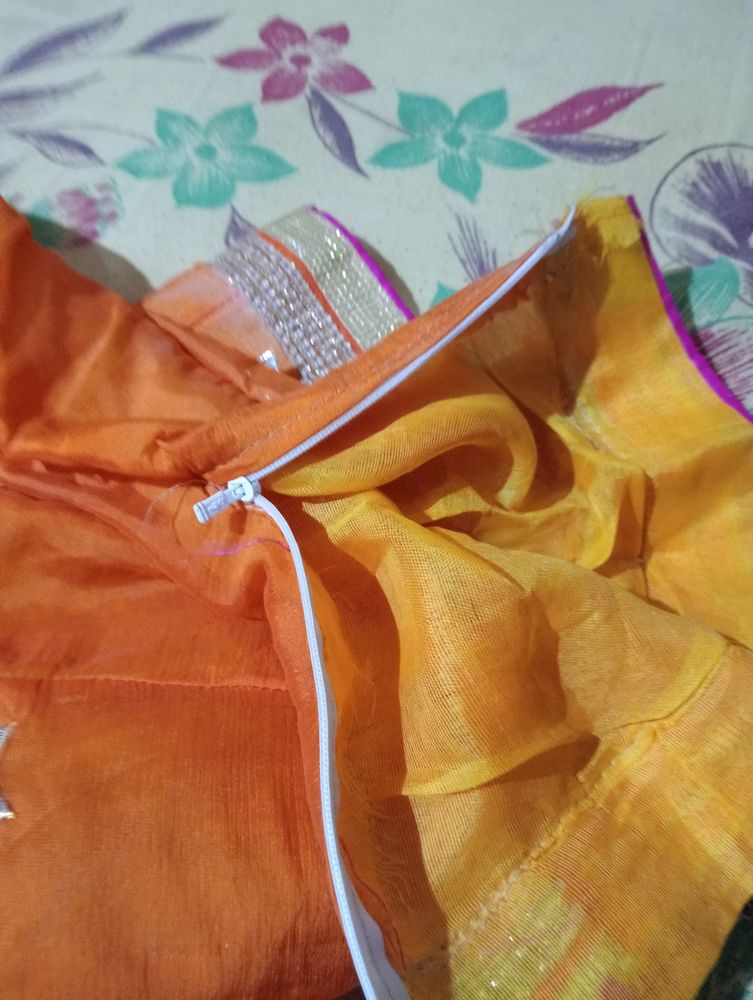 Orange Gotapti Lehnga Only