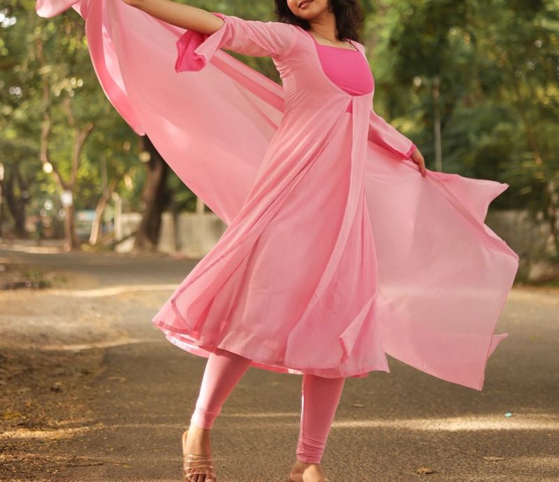 Pink dress with dupatta