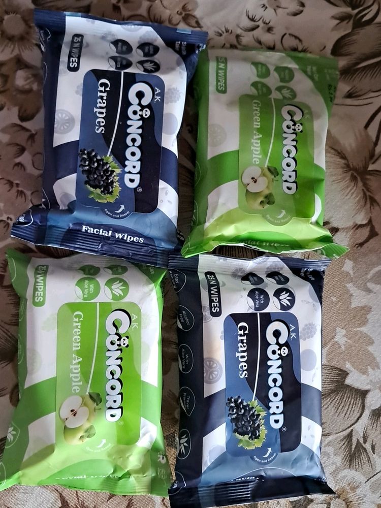 Pack Of 4 : A.K Concord Travelling Baby Wipes