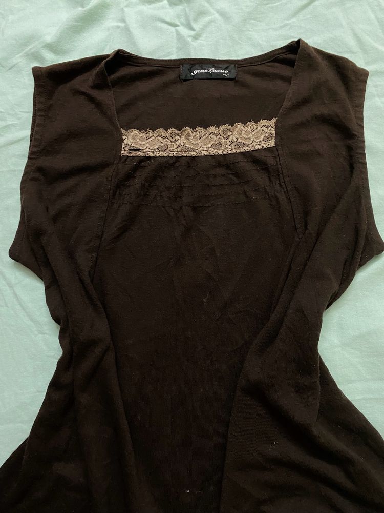 Chocolate Brown Lacy Top