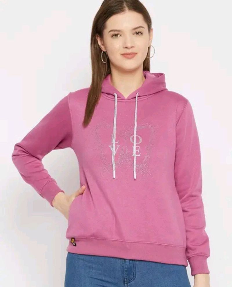 Women Pink Hooded Sweatshirt