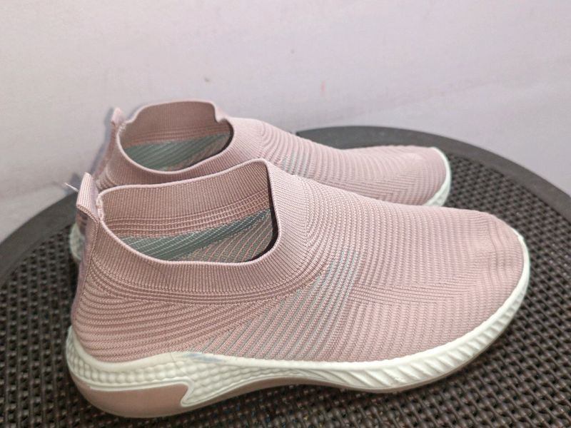 Pink Mesh Casual Shoes For Women