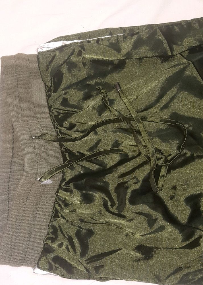 Satin Bottle Green Jogger