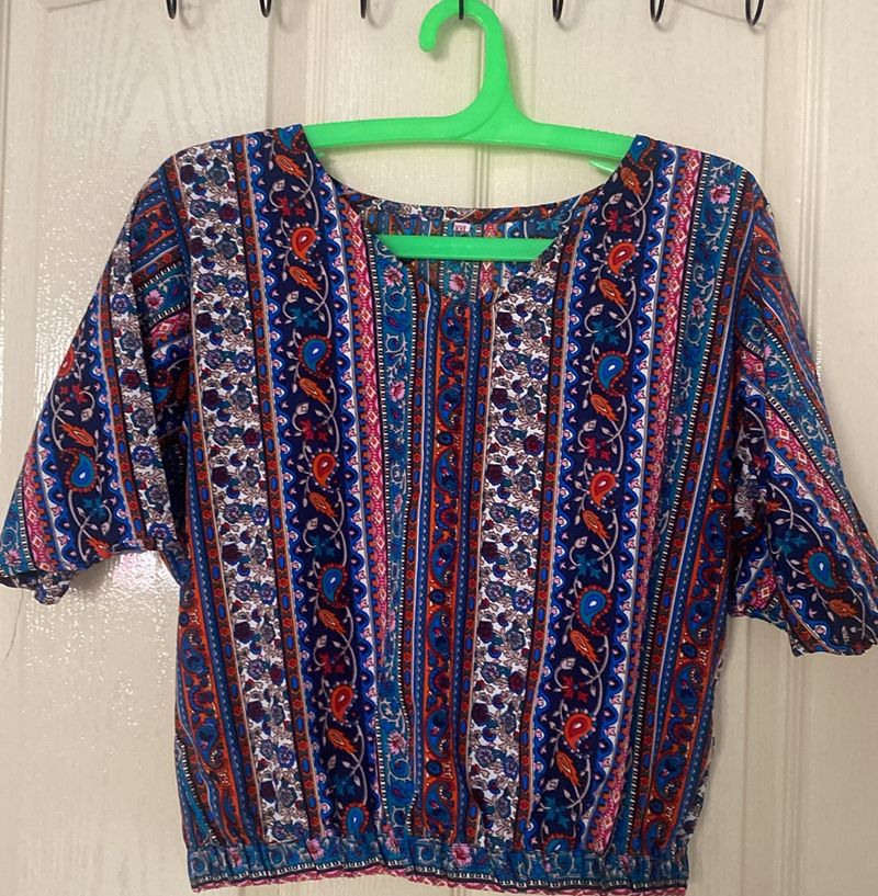 Ethnic Print Crop Top