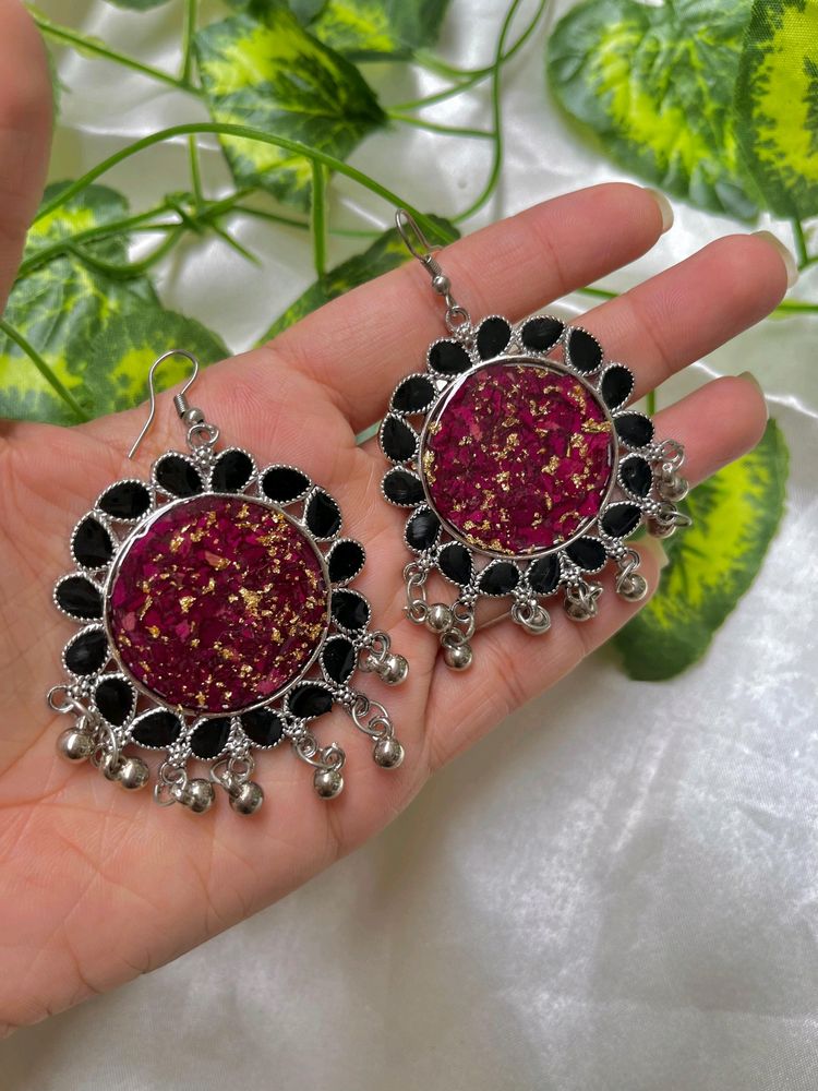 Resin Rose Jhumkas