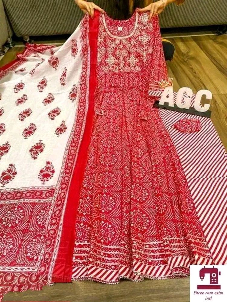 Anarkali Kurta And Pant With Dupatta Set  🌹🫶