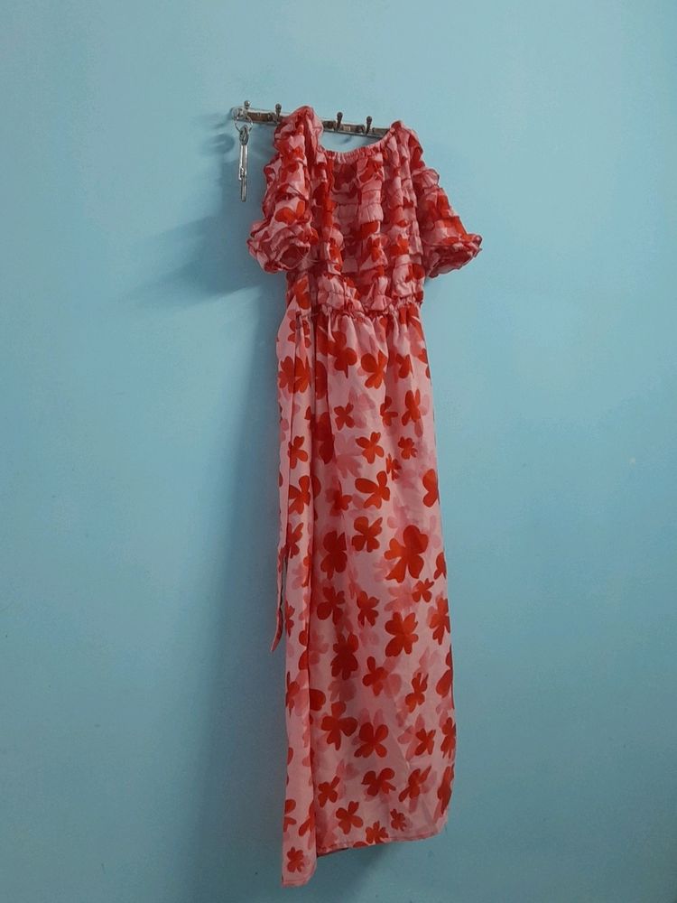 New Floral Dress With Belt