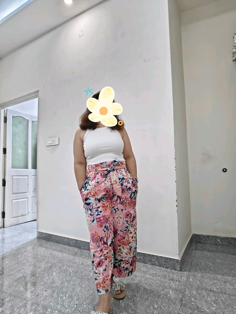 Zara Paperbag Floral Trousers