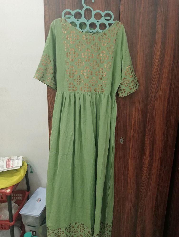 Green Embroidery Anarkali Kurti