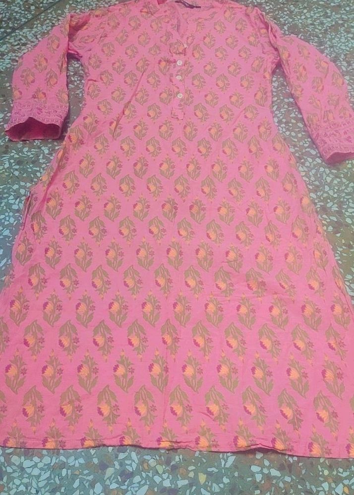 Pink Printed Kurta