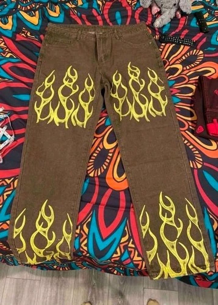 FLAMEUP HAND-PAINTED BAGGY JEANS