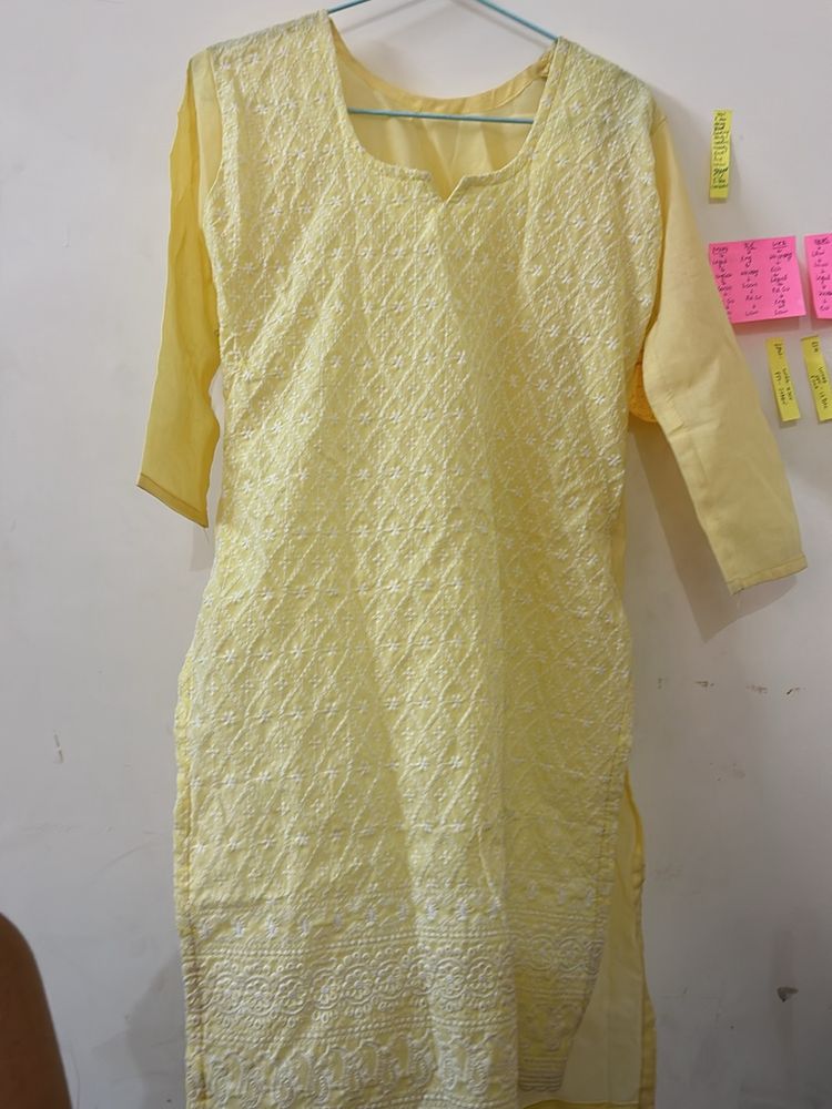 Yellow Women Chikankari Kurta