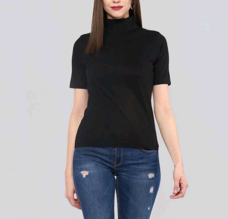 Black High Neck Top