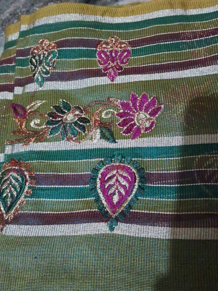 Green Embroiderey Saree