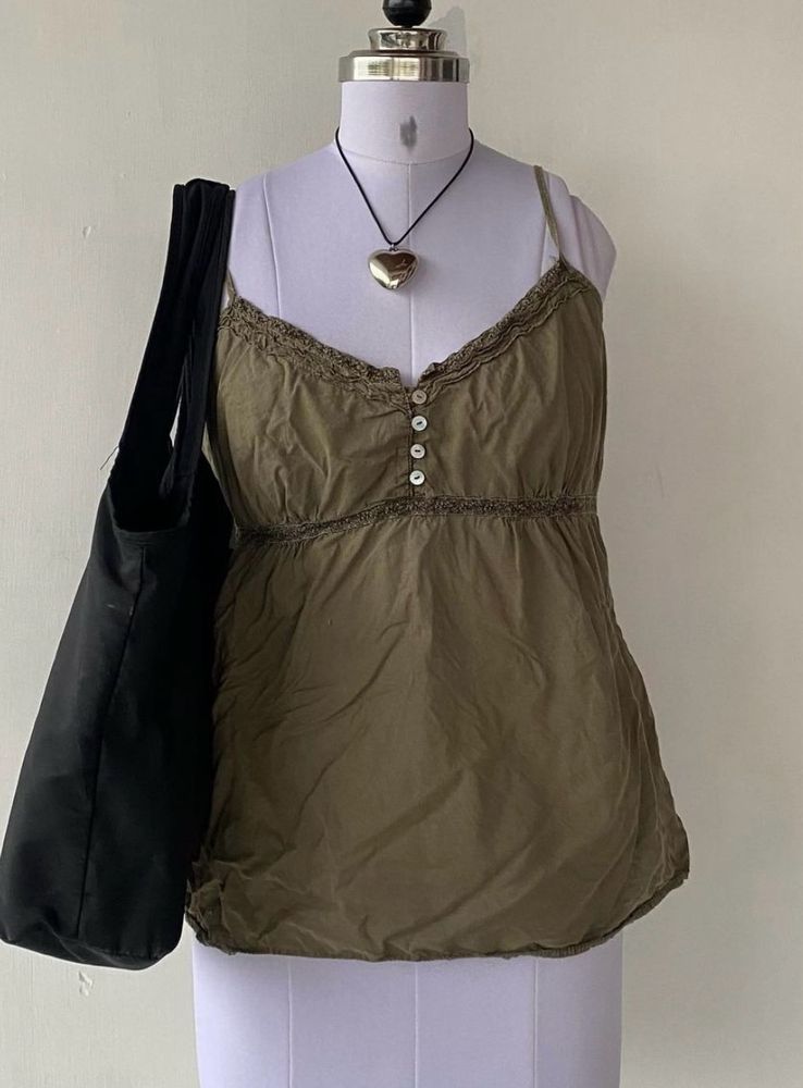 Olive Green Cotton Cami Top!