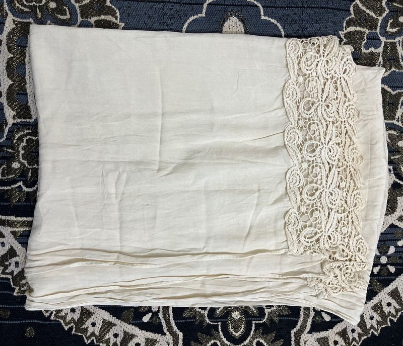 Cream Cotton Dupatta Length(one And Half Metre)