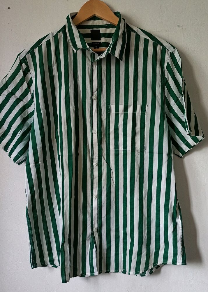 H&M Green Striped Shirt L Size