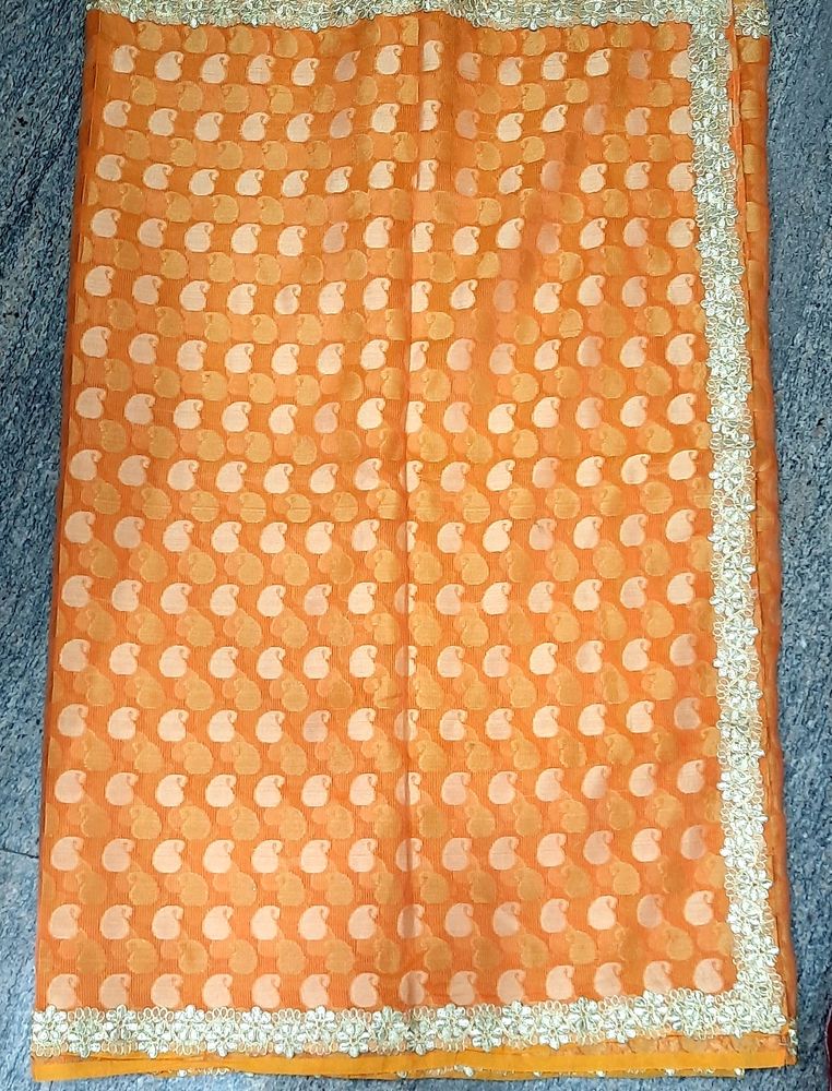 Orange Lace Saree