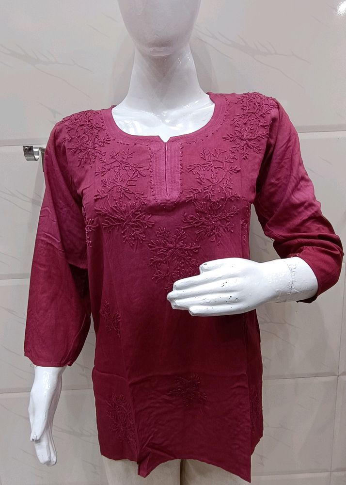 Lakhnavi Hand Embroidery Short Kurti