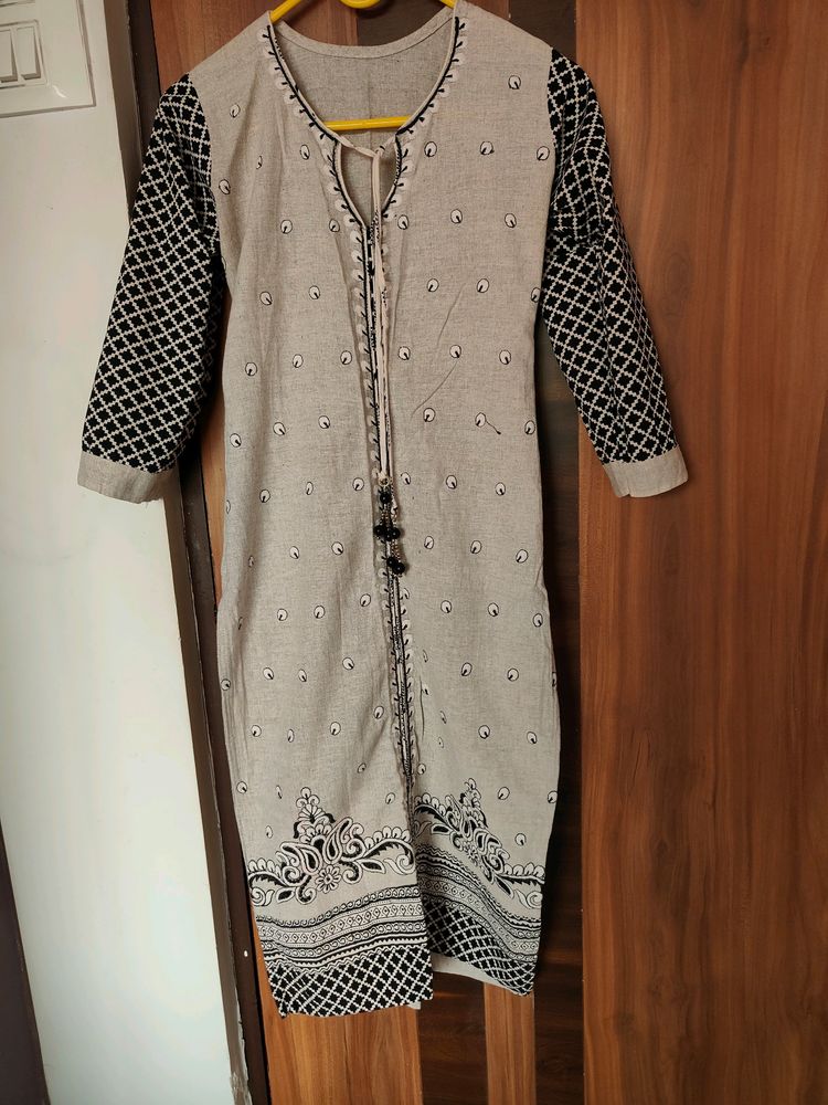 Grey Kurta With Tieups (Women)