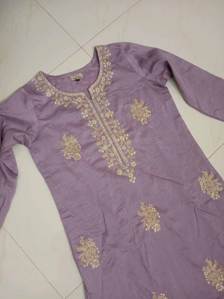 Tikhi Imli Lavender Yoke Design Kurta