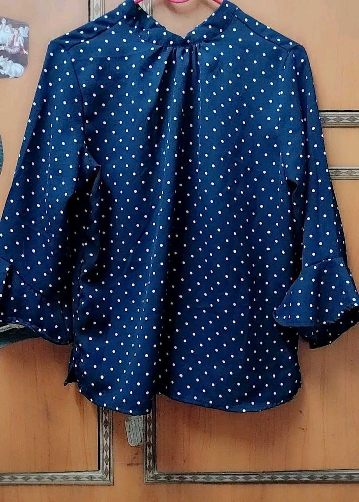 Dark Blue Top With White Dot