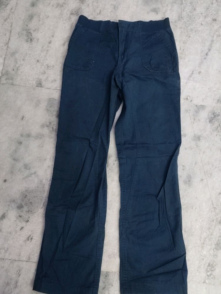 Aqua Blue Straight Trouser Pant