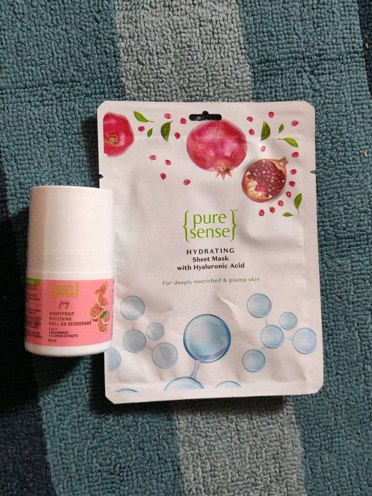 Pure Sense Roll On Deodorant + Sheet Mask