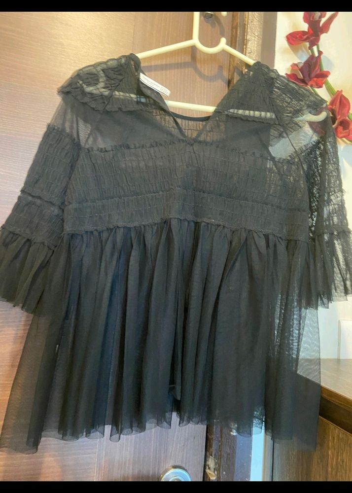 Zara Net Black Top