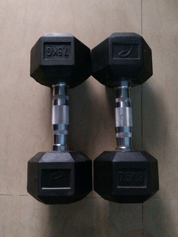 2 × 7.5 KG PREMIUM RUBBER COATED DUMBBELL