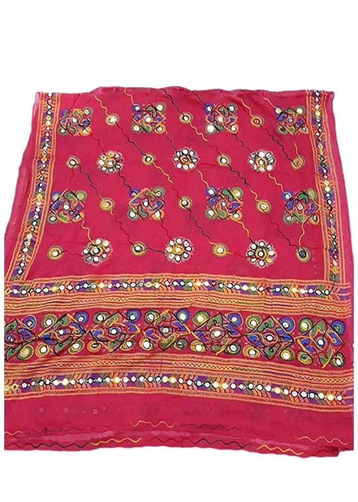 Cotton Blend Red Women Dupatta 1 Pcs