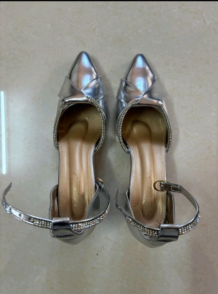 Silver Shining Heels For Women