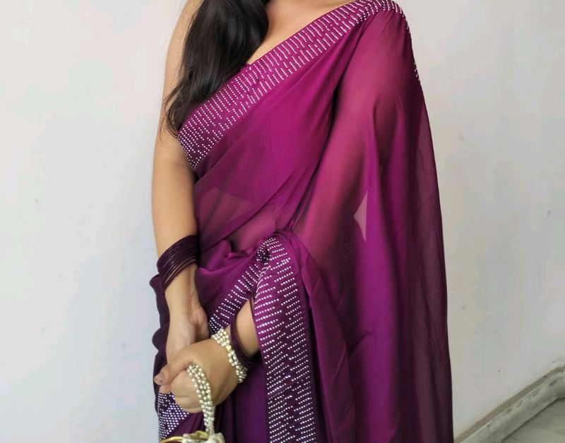 Farewell / Fancy Party Saree - Purple 💜 Trending