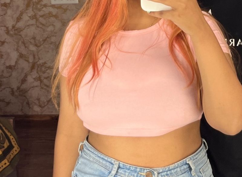 New H&m Pink Basic Crop Top