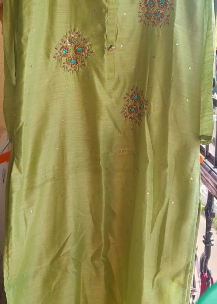 Beautiful  Rayon Silk Kurti With Aari Embroidery