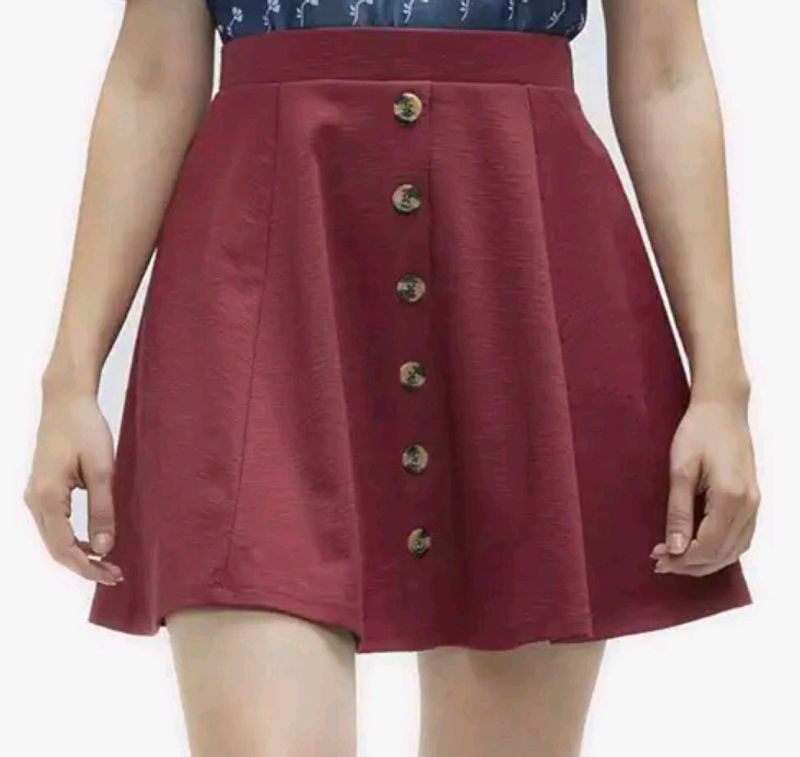 Maroon Red short skirt