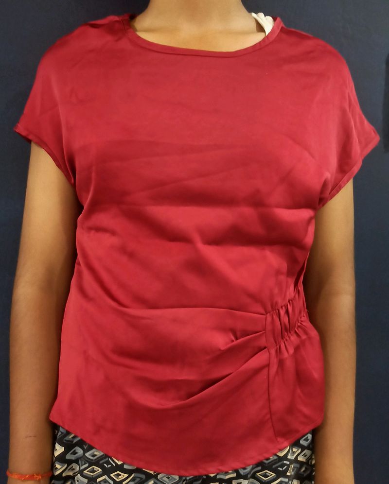 Formal Maroon Satin Top