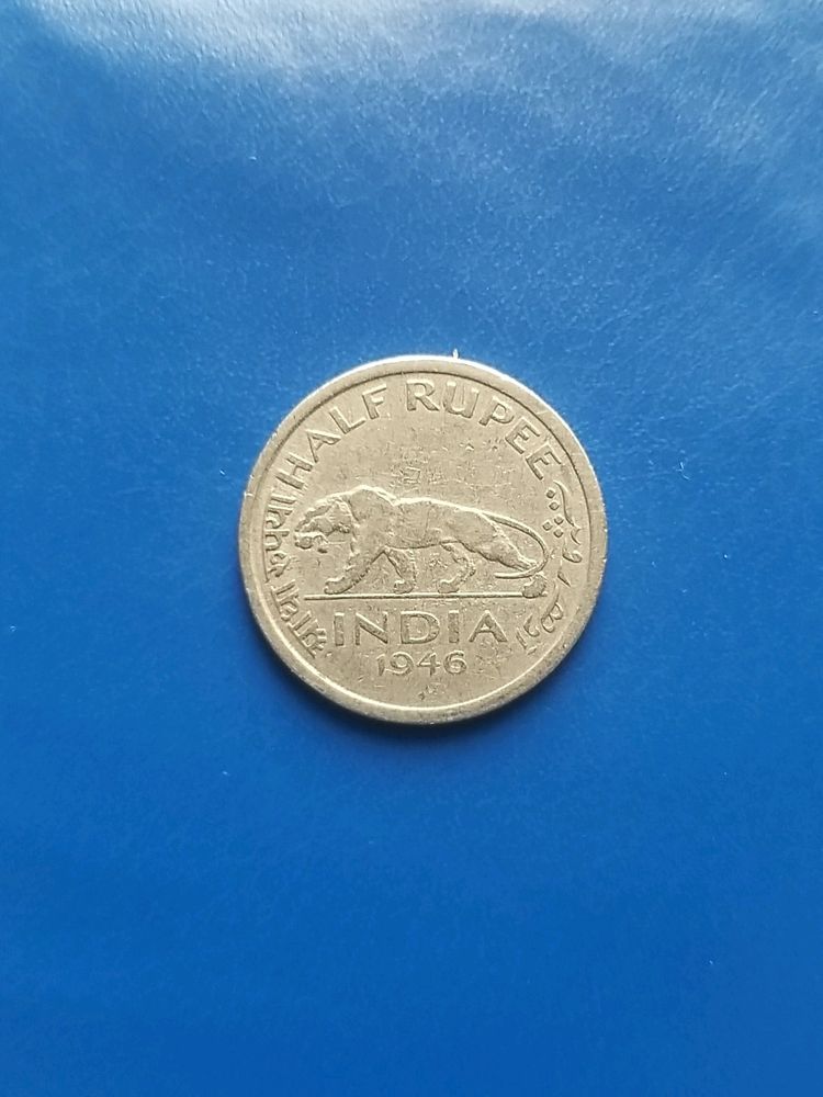 1946 Antique Half Rupee Coin