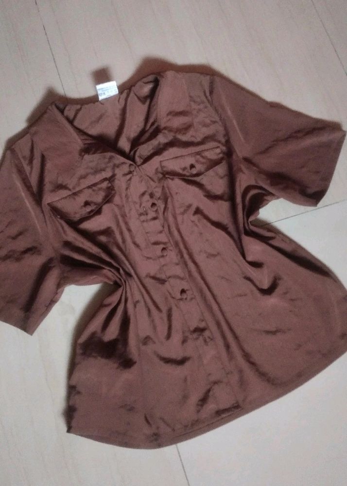 Unisex Oversized Brown Shirt