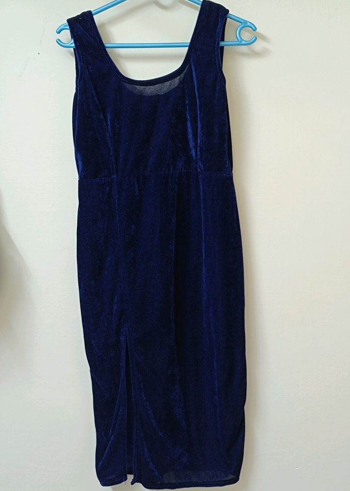 Velvet Front Slit Dress