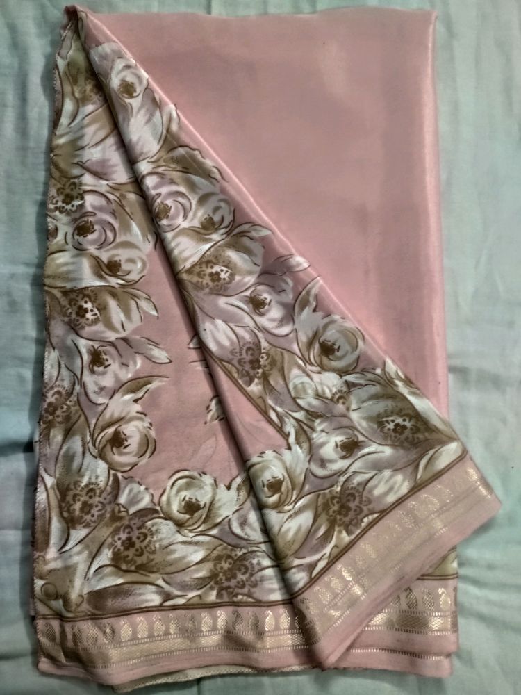 Pink Crape Silk Saree, Read description