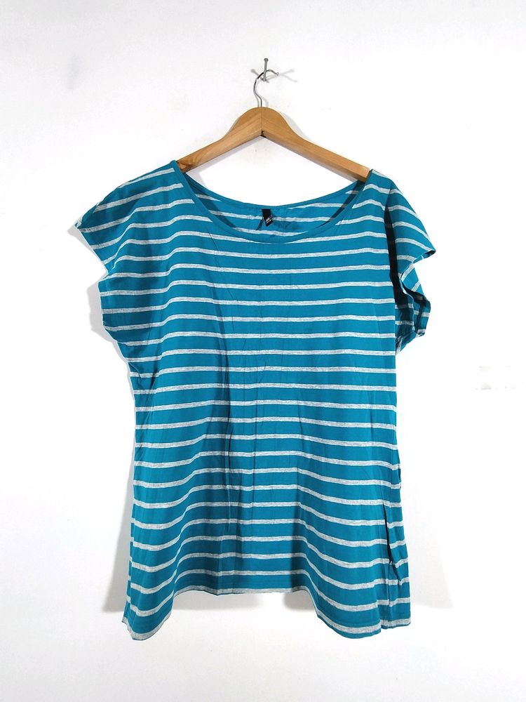 Cyan With White Striped Top (Women's)