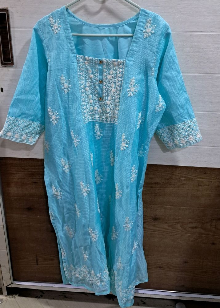 Stitched Organza Kurta, Pants With Dupatta