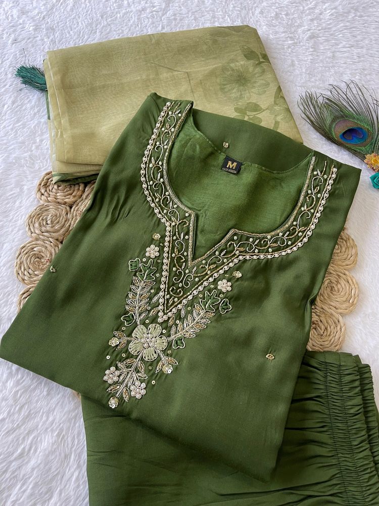 Premium Roman Silk Suit Set For Women