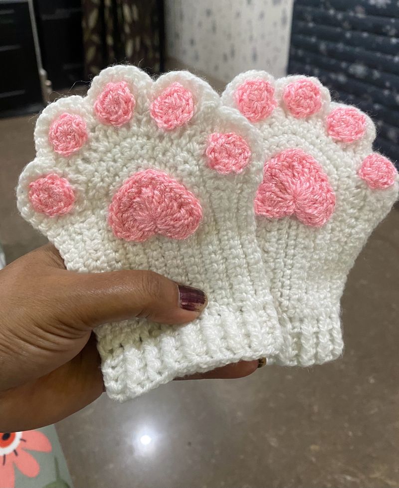 Crochet Catpaw Fingerless Gloves