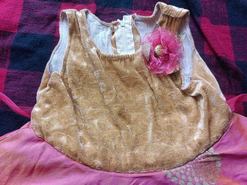 Velvet And Cotton Silk Blended Baby Frock