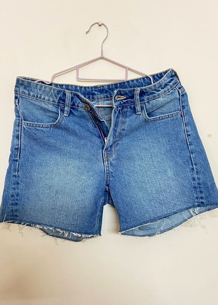 Branded Denim Blue Shorts